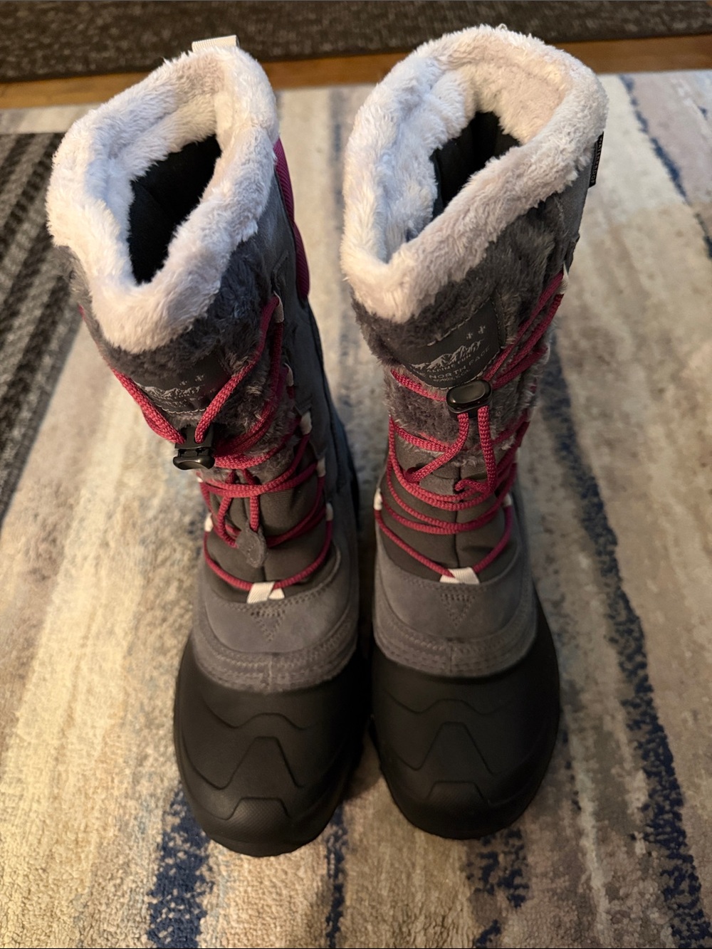 The North Face Shellista Lace Gray Winter Boots with Pink Laces